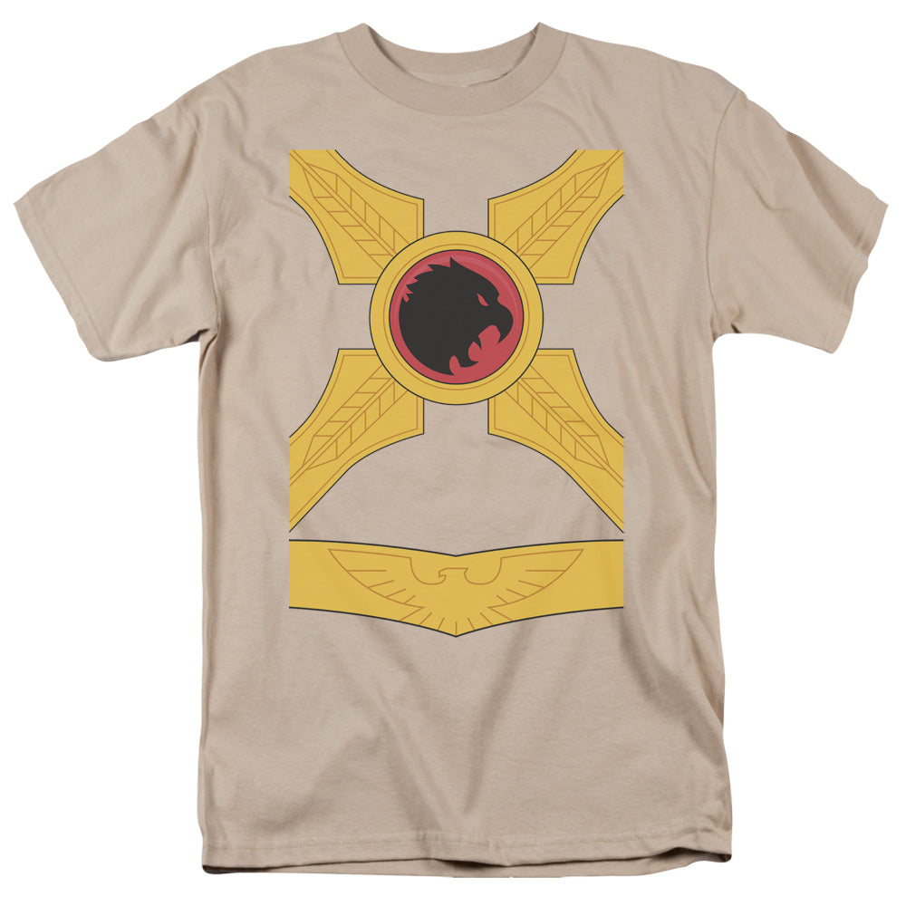 AN OFFCIALLY LICENSED JLA HAWKMAN MEN'S REGULAR FIT T-SHIRT SAND