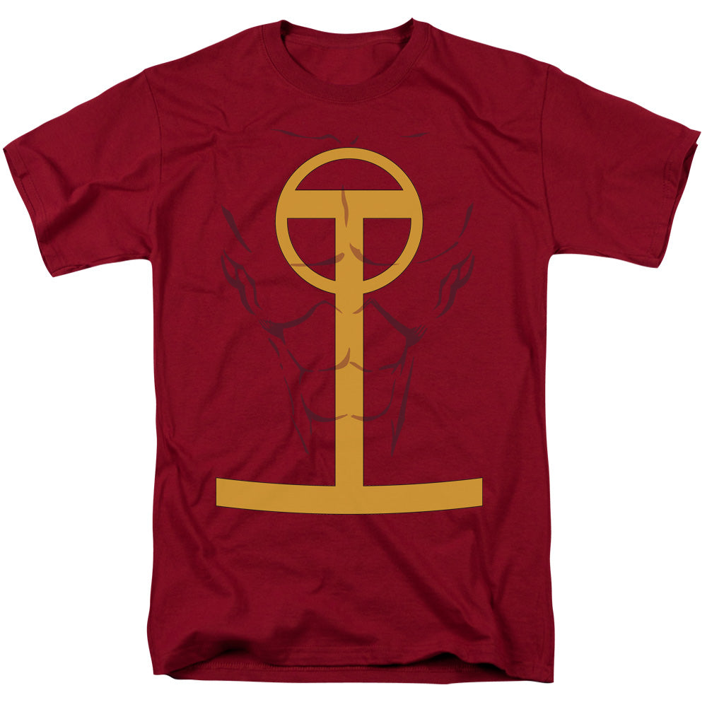 AN OFFCIALLY LICENSED JLA RED TORNADO MEN'S REGULAR FIT T-SHIRT CARDINAL