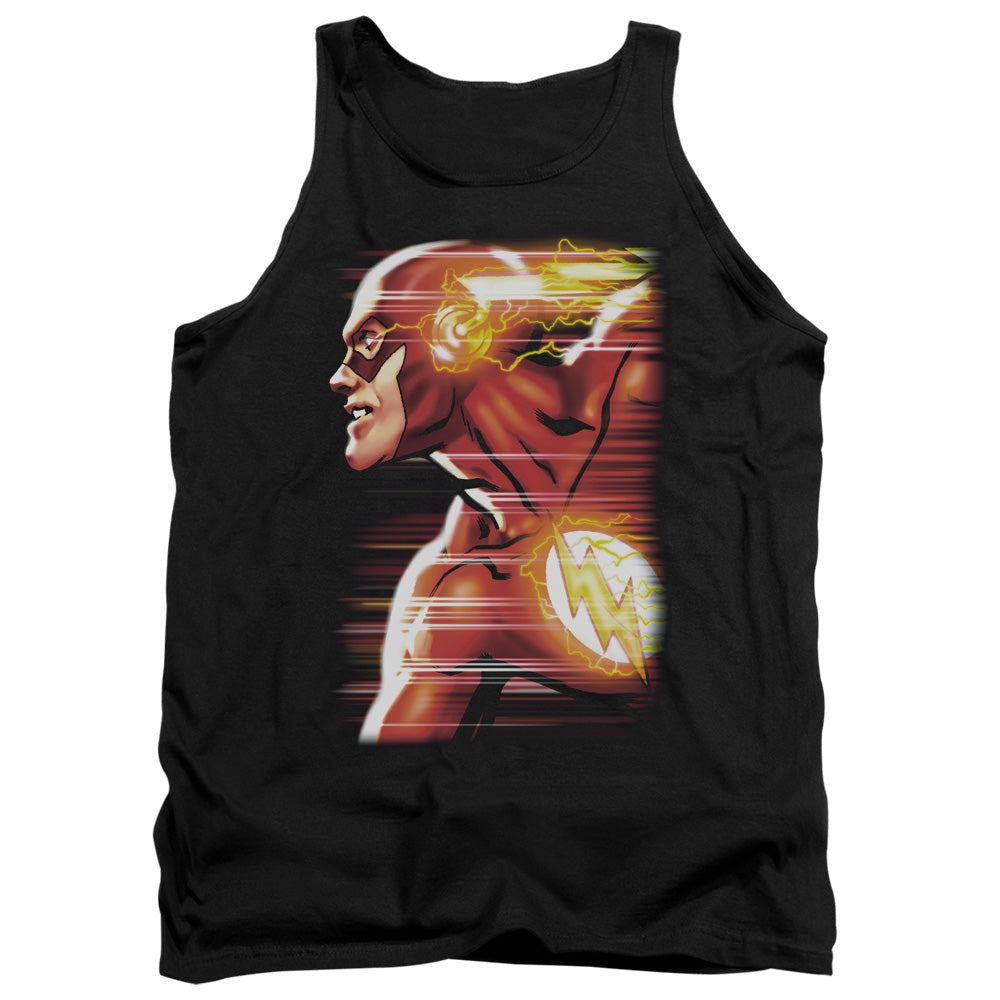 AN OFFCIALLY LICENSED JLA SPEED HEAD ADULT UNISEX TANK TOP BLACK