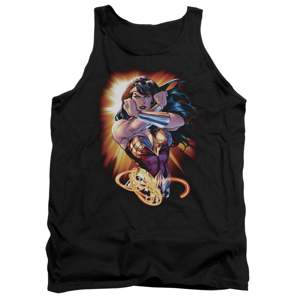 AN OFFCIALLY LICENSED JLA WONDER RAYS ADULT UNISEX TANK TOP BLACK