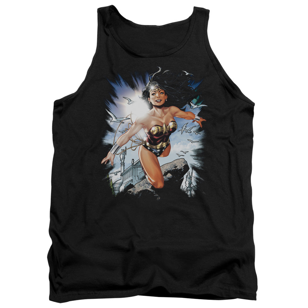 AN OFFCIALLY LICENSED JLA OF THEMYSCIRA ADULT UNISEX TANK TOP BLACK