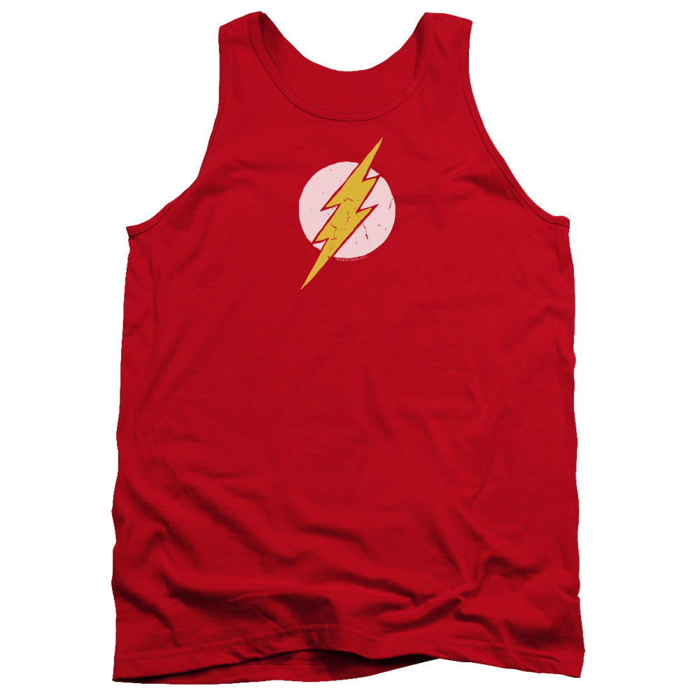AN OFFCIALLY LICENSED JLA ROUGH FLASH ADULT UNISEX TANK TOP RED