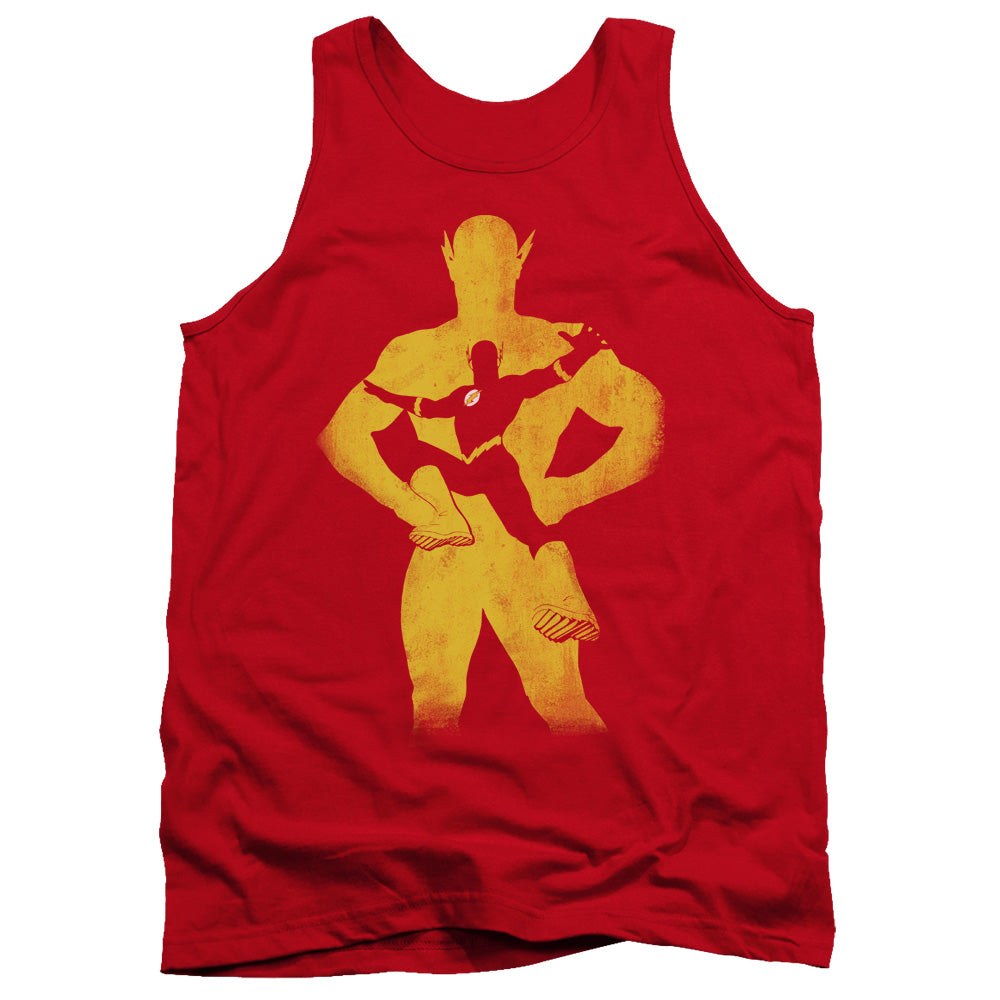 AN OFFCIALLY LICENSED JLA FLASH KNOCKOUT ADULT UNISEX TANK TOP RED