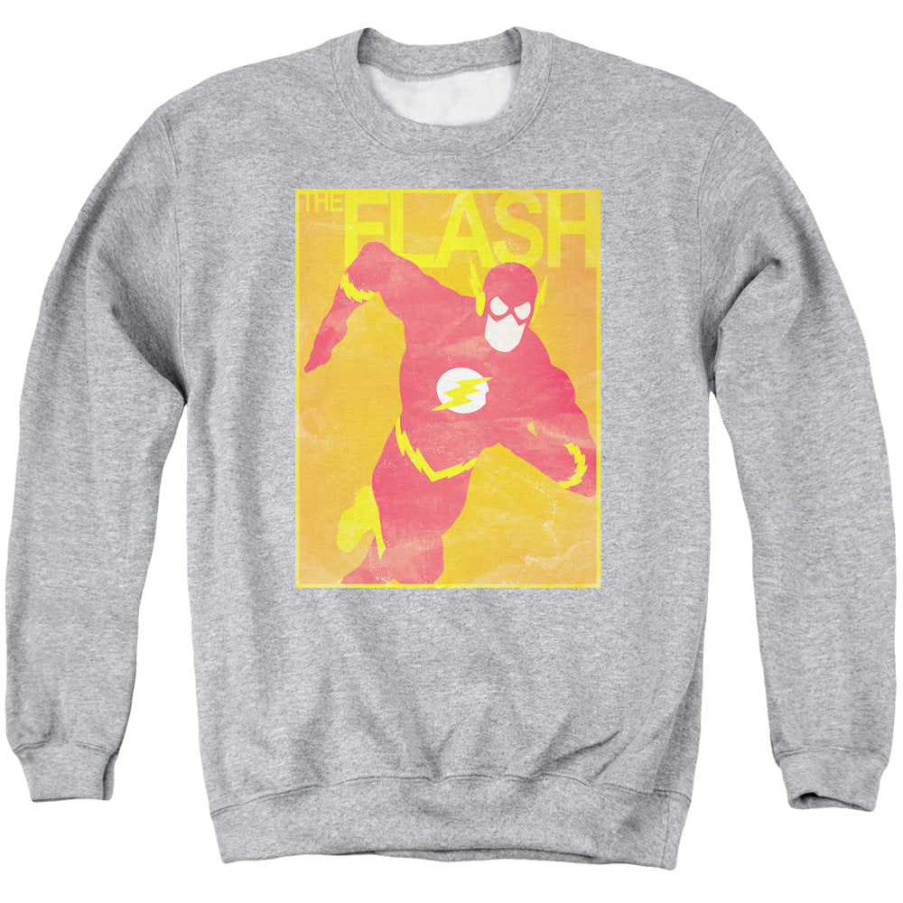 AN OFFCIALLY LICENSED JLA SIMPLE FLASH POSTER ADULT UNISEX CREWNECK SWEATSHIRT ATHLETIC HEATHER