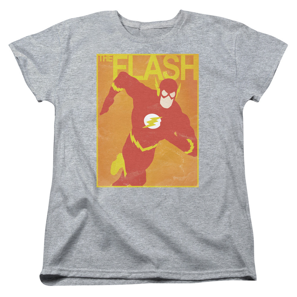 AN OFFCIALLY LICENSED JLA SIMPLE FLASH POSTER WOMEN'S REGULAR FIT T-SHIRT ATHLETIC HEATHER