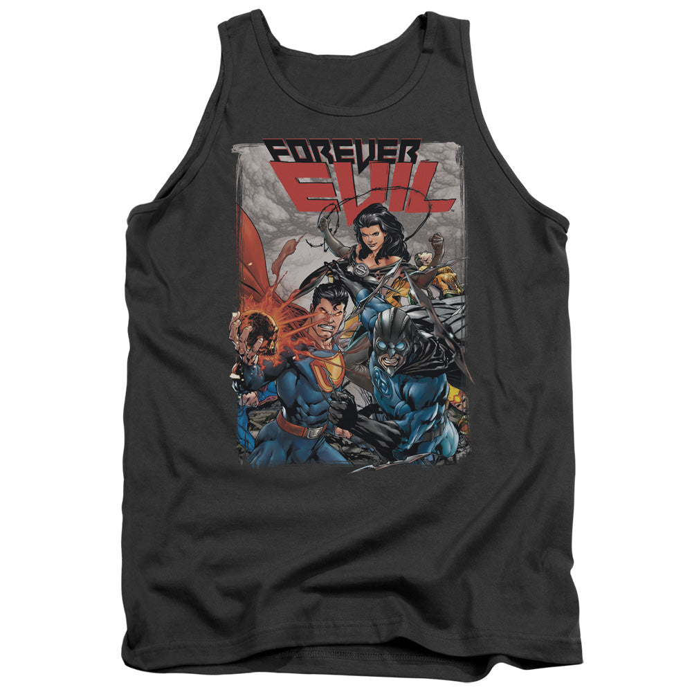 AN OFFCIALLY LICENSED JLA CRIME SYNDICATE ADULT UNISEX TANK TOP CHARCOAL