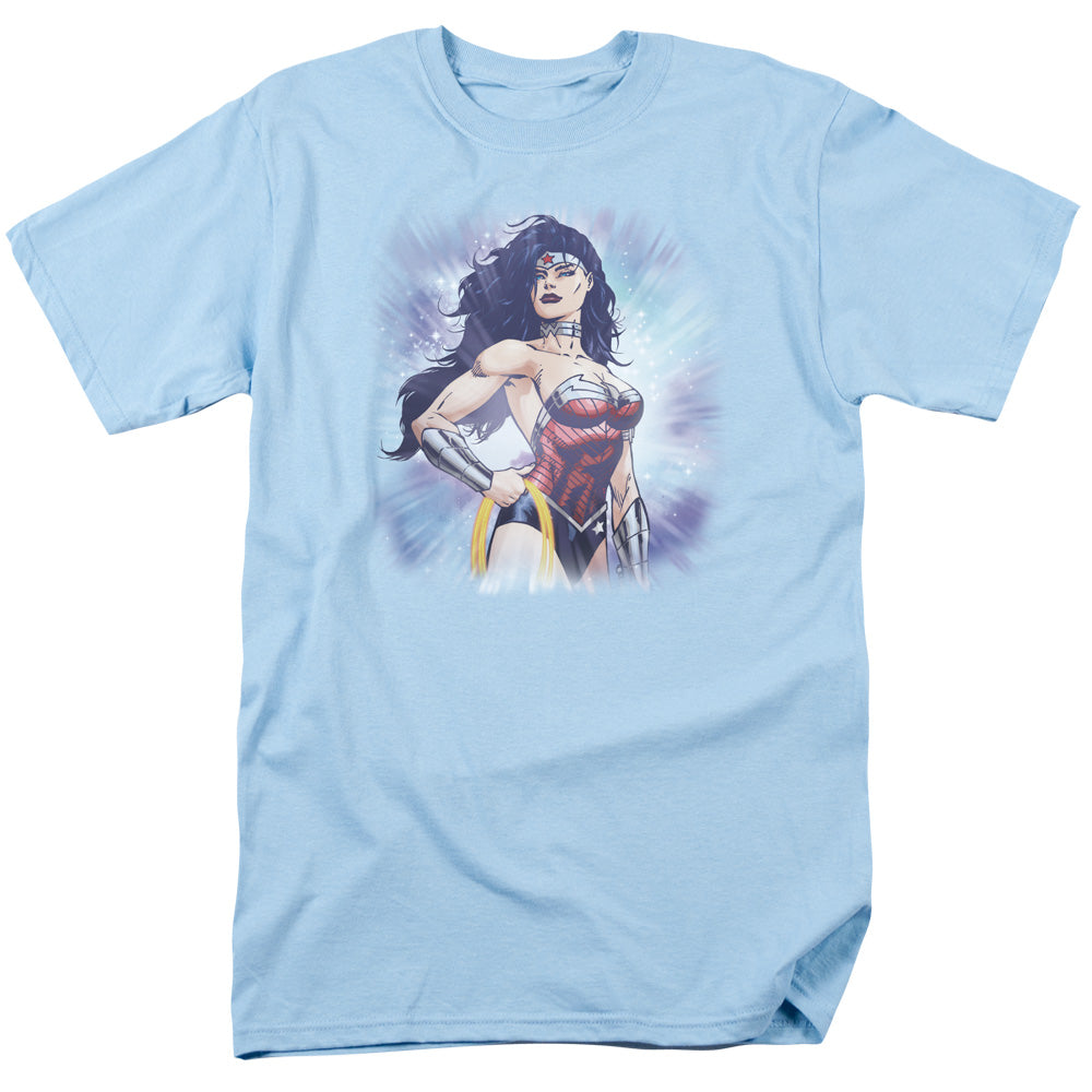 AN OFFCIALLY LICENSED JLA WARRIOR MEN'S REGULAR FIT T-SHIRT LIGHT BLUE