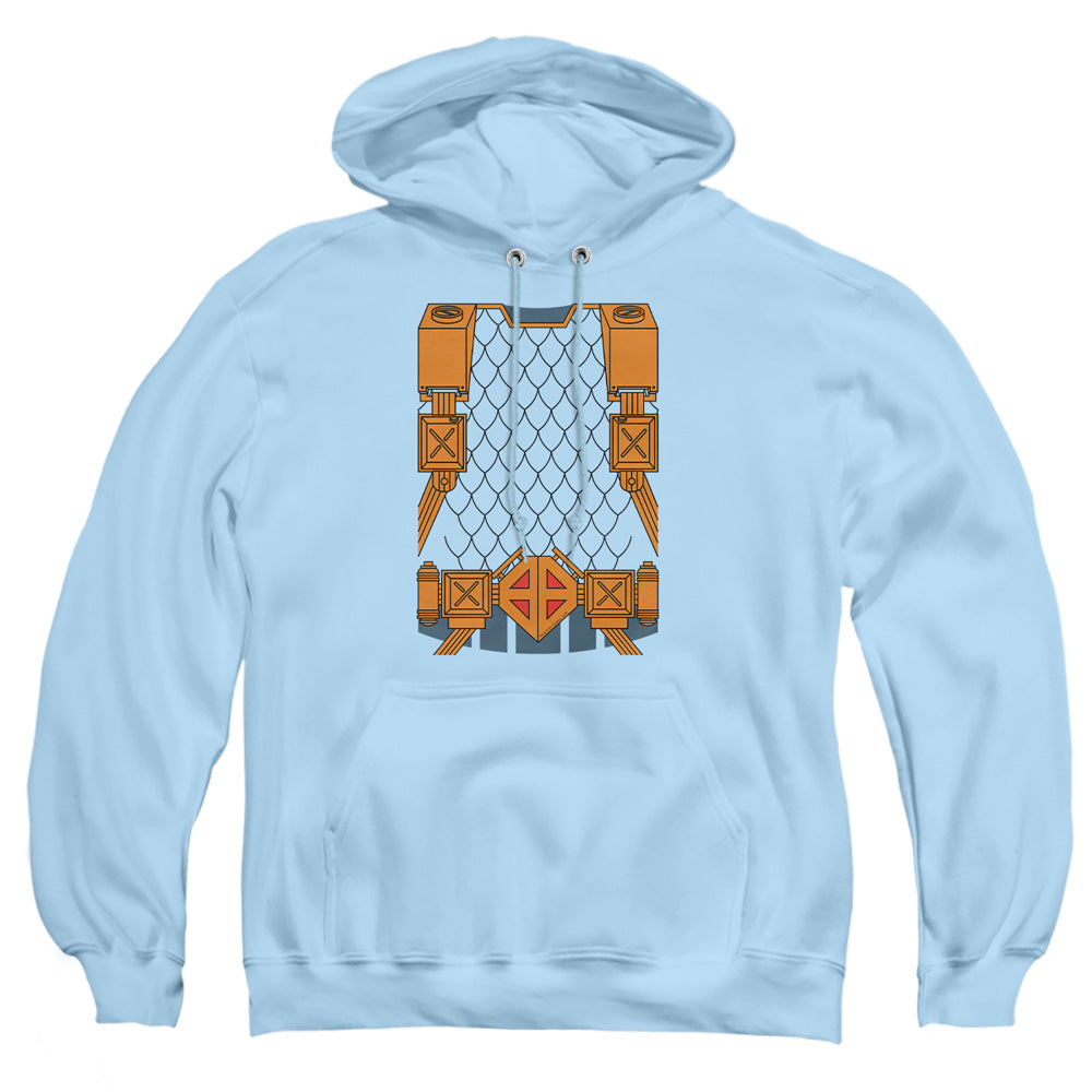 AN OFFCIALLY LICENSED JLA DEATHSTROKE UNIFORM ADULT UNISEX PULLOVER HOODIE LIGHT BLUE