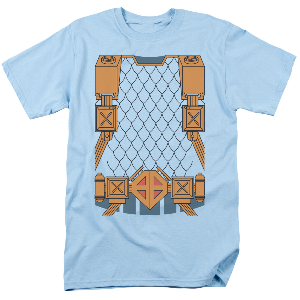 AN OFFCIALLY LICENSED JLA DEATHSTROKE UNIFORM MEN'S REGULAR FIT T-SHIRT LIGHT BLUE
