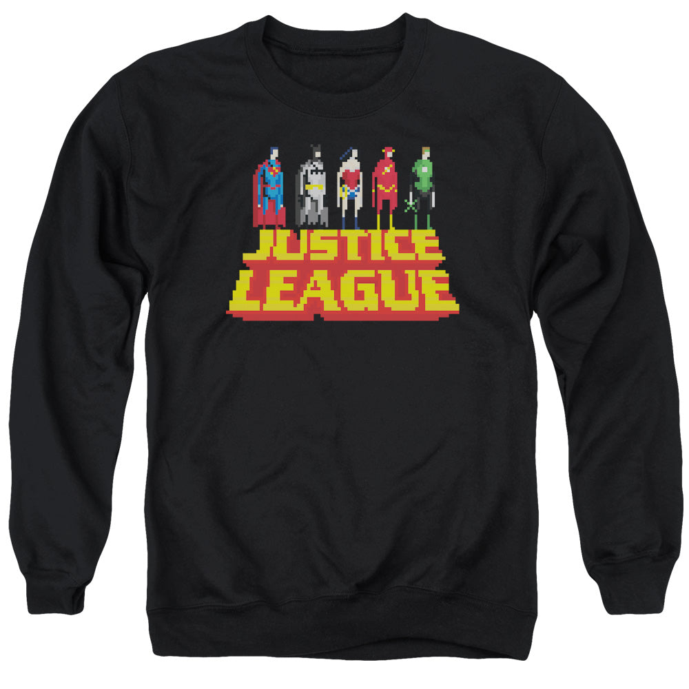 AN OFFCIALLY LICENSED JLA STANDING ABOVE ADULT UNISEX CREWNECK SWEATSHIRT BLACK