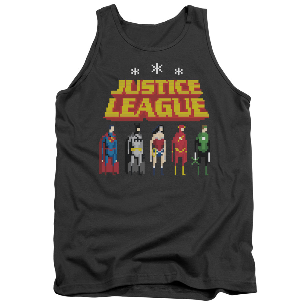 AN OFFCIALLY LICENSED JLA STANDING BELOW ADULT UNISEX TANK TOP CHARCOAL