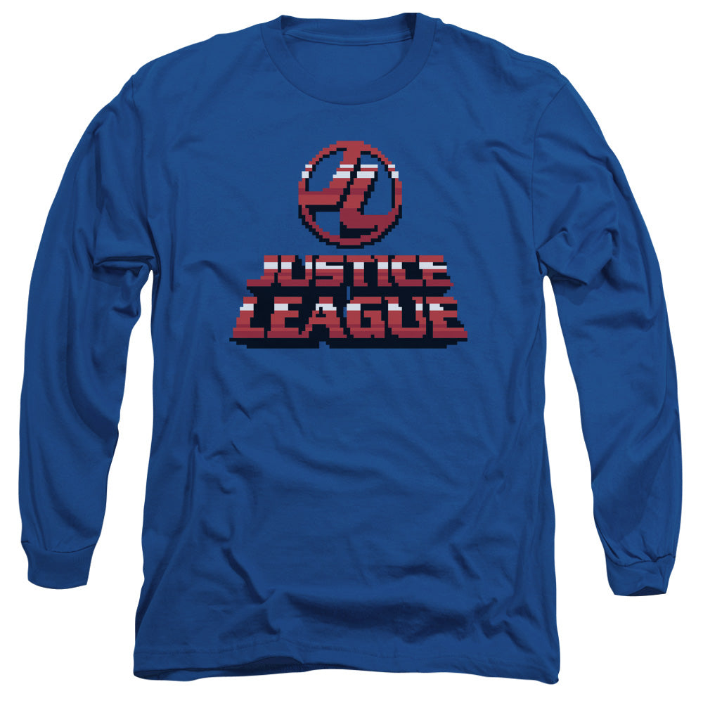 AN OFFCIALLY LICENSED JLA 8 BIT JLA MEN'S LONG SLEEVE T-SHIRT ROYAL