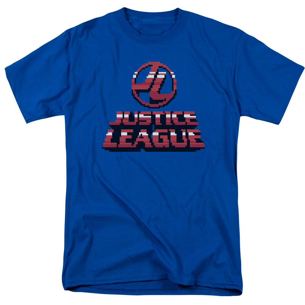 AN OFFCIALLY LICENSED JLA 8 BIT JLA MEN'S REGULAR FIT T-SHIRT ROYAL
