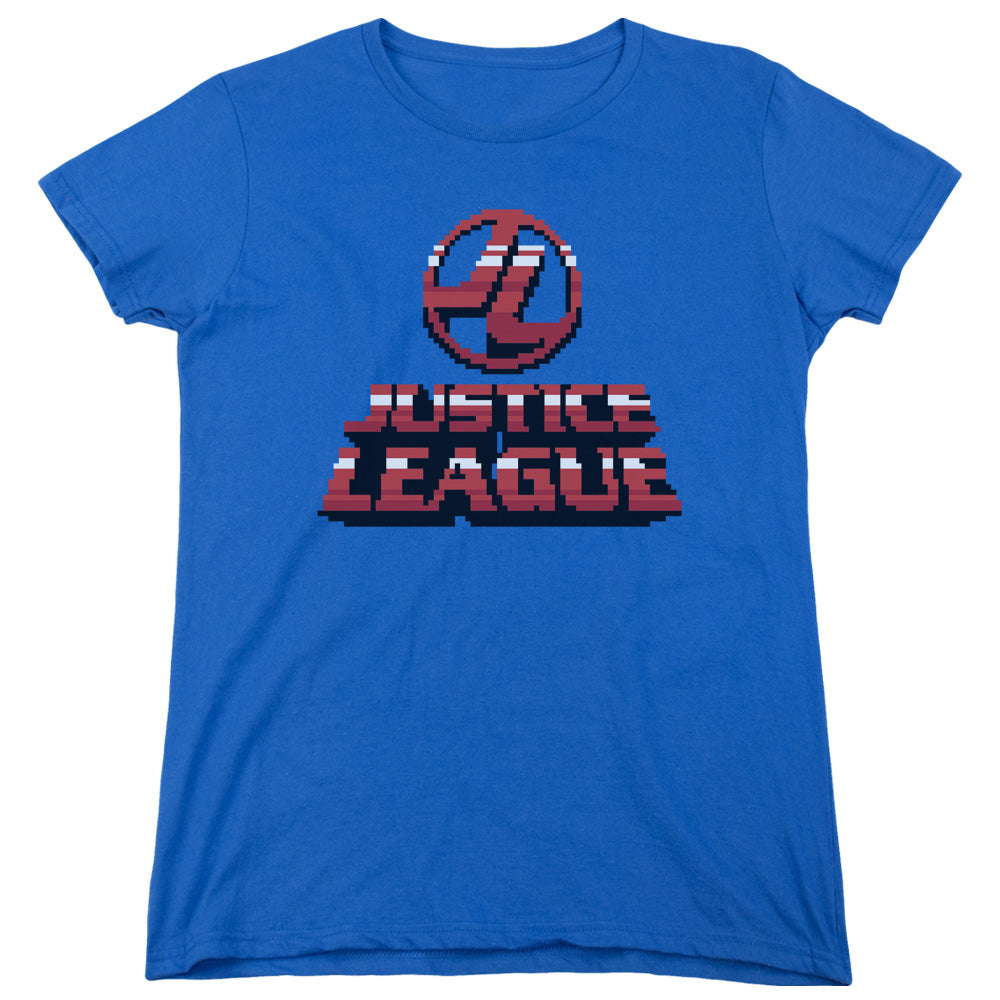 AN OFFCIALLY LICENSED JLA 8 BIT JLA WOMEN'S REGULAR FIT T-SHIRT ROYAL