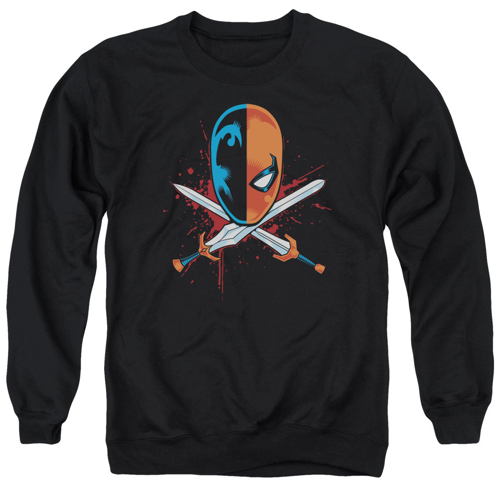 AN OFFCIALLY LICENSED JLA CROSSED SWORDS ADULT UNISEX CREWNECK SWEATSHIRT BLACK