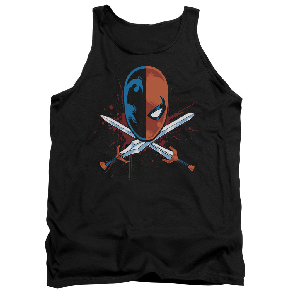 AN OFFCIALLY LICENSED JLA CROSSED SWORDS ADULT UNISEX TANK TOP BLACK