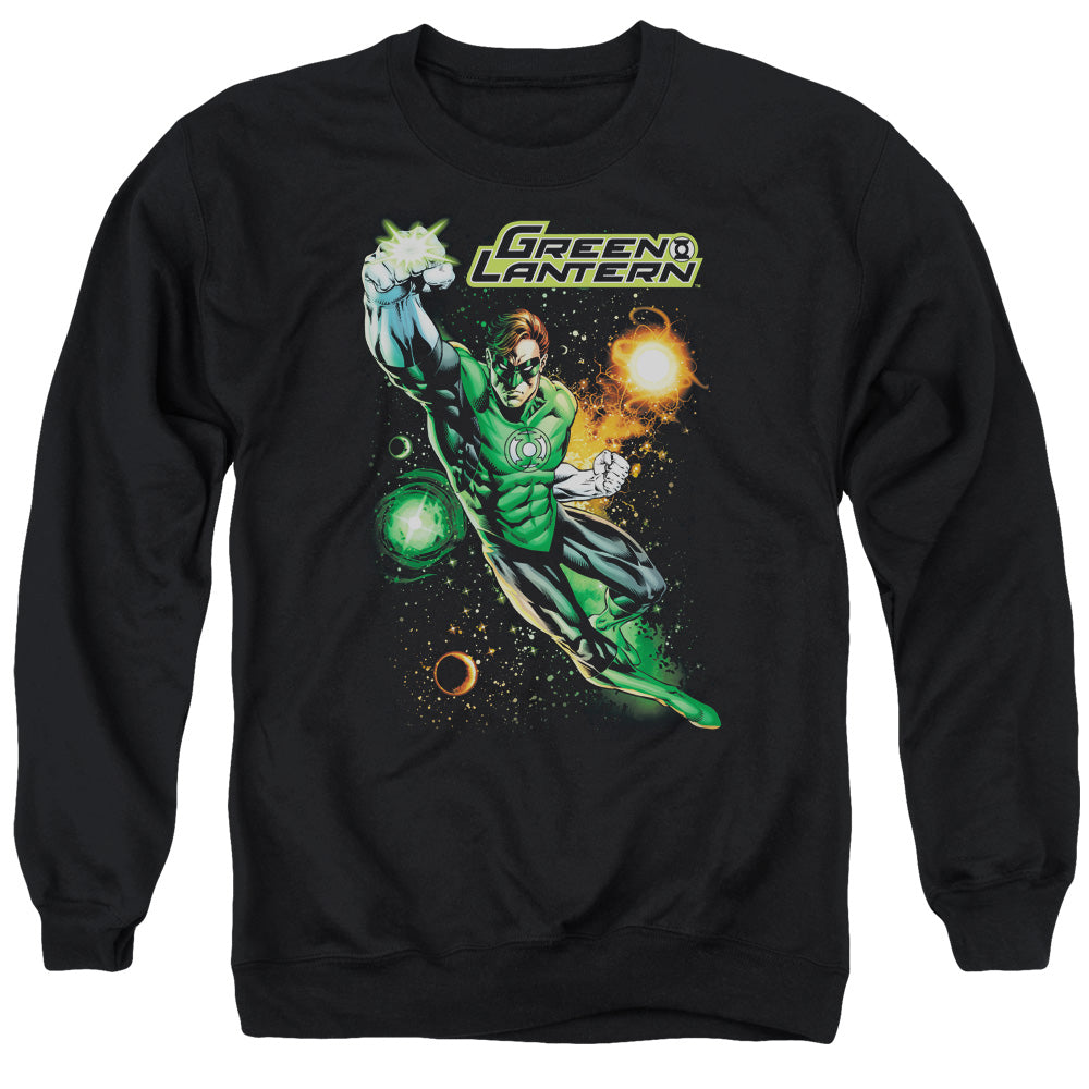 AN OFFCIALLY LICENSED JLA GALACTIC GUARDIAN ADULT UNISEX CREWNECK SWEATSHIRT BLACK