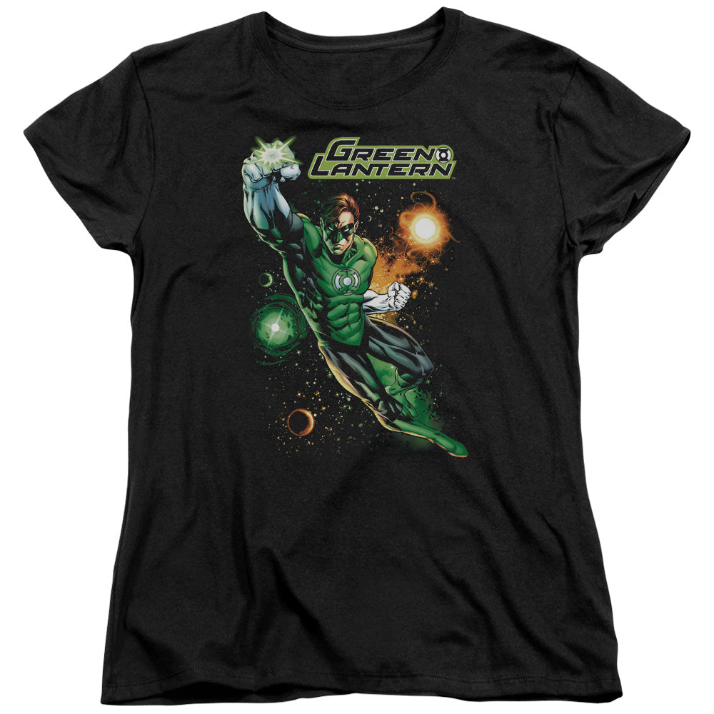 AN OFFCIALLY LICENSED JLA GALACTIC GUARDIAN WOMEN'S REGULAR FIT T-SHIRT BLACK