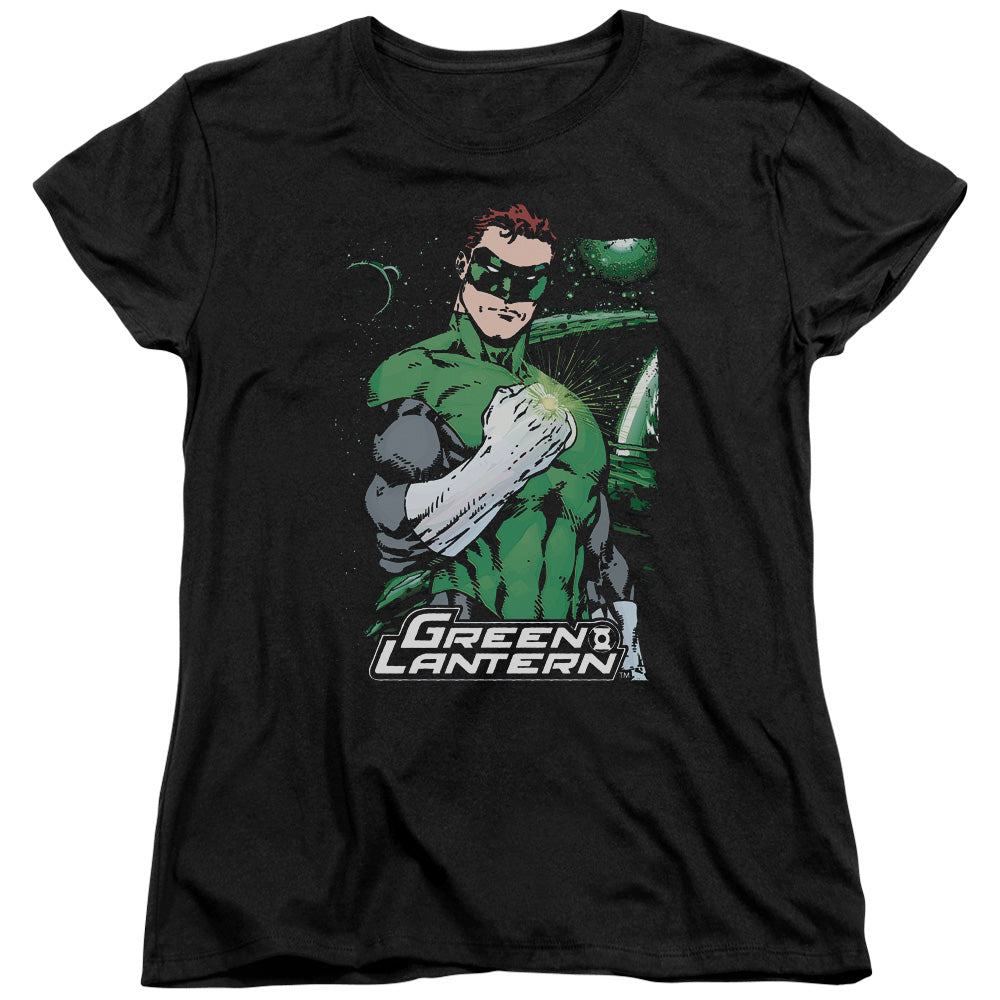 AN OFFCIALLY LICENSED JLA FIST FLARE WOMEN'S REGULAR FIT T-SHIRT BLACK