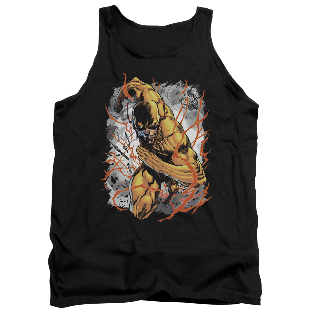 AN OFFCIALLY LICENSED JLA REVERSED ADULT UNISEX TANK TOP BLACK