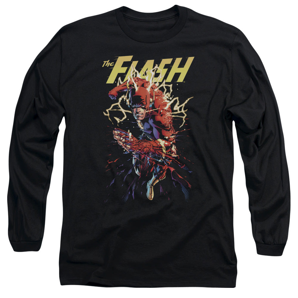 AN OFFCIALLY LICENSED JLA RIPPING APART MEN'S LONG SLEEVE T-SHIRT BLACK