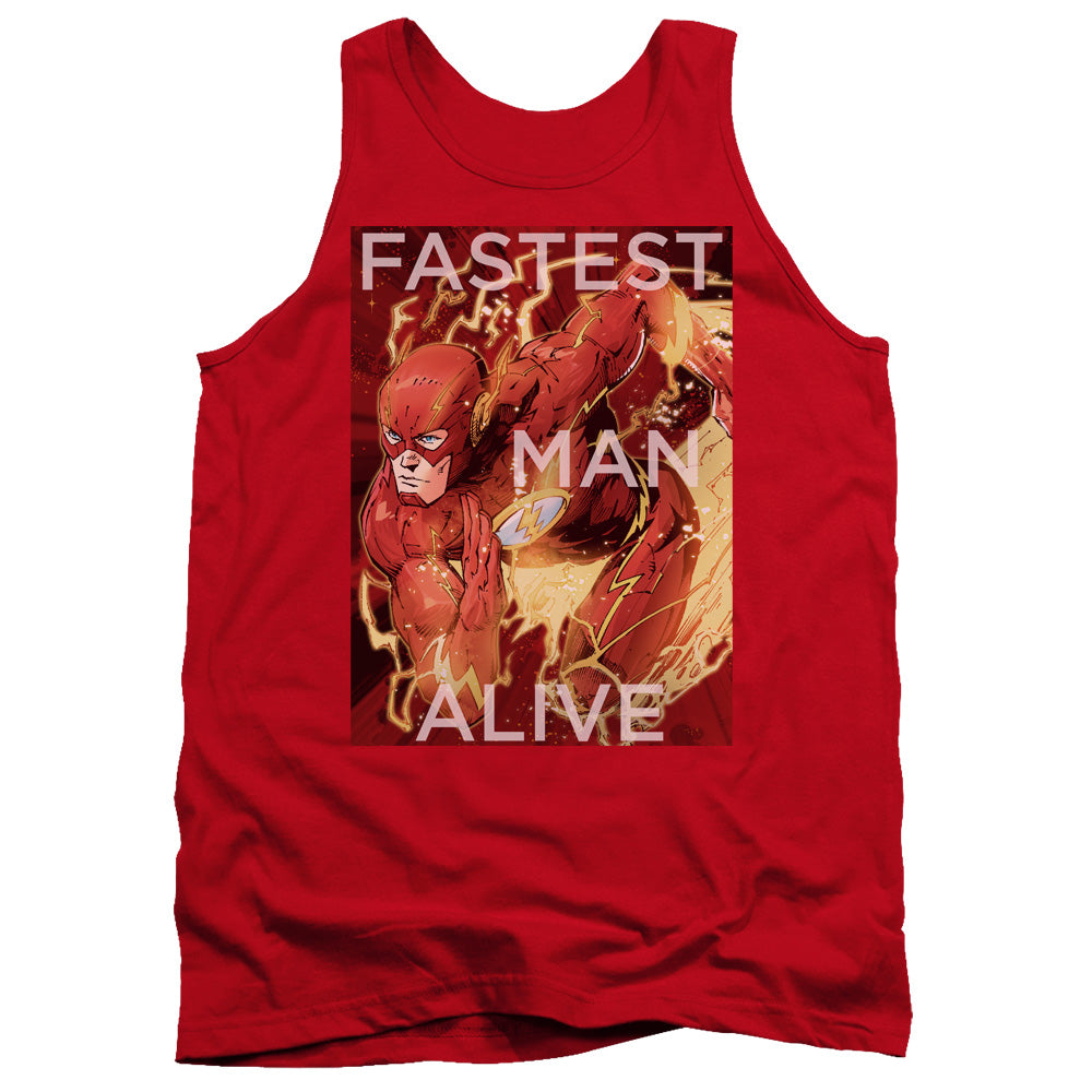 AN OFFCIALLY LICENSED JLA FASTEST MAN ALIVE ADULT UNISEX TANK TOP RED