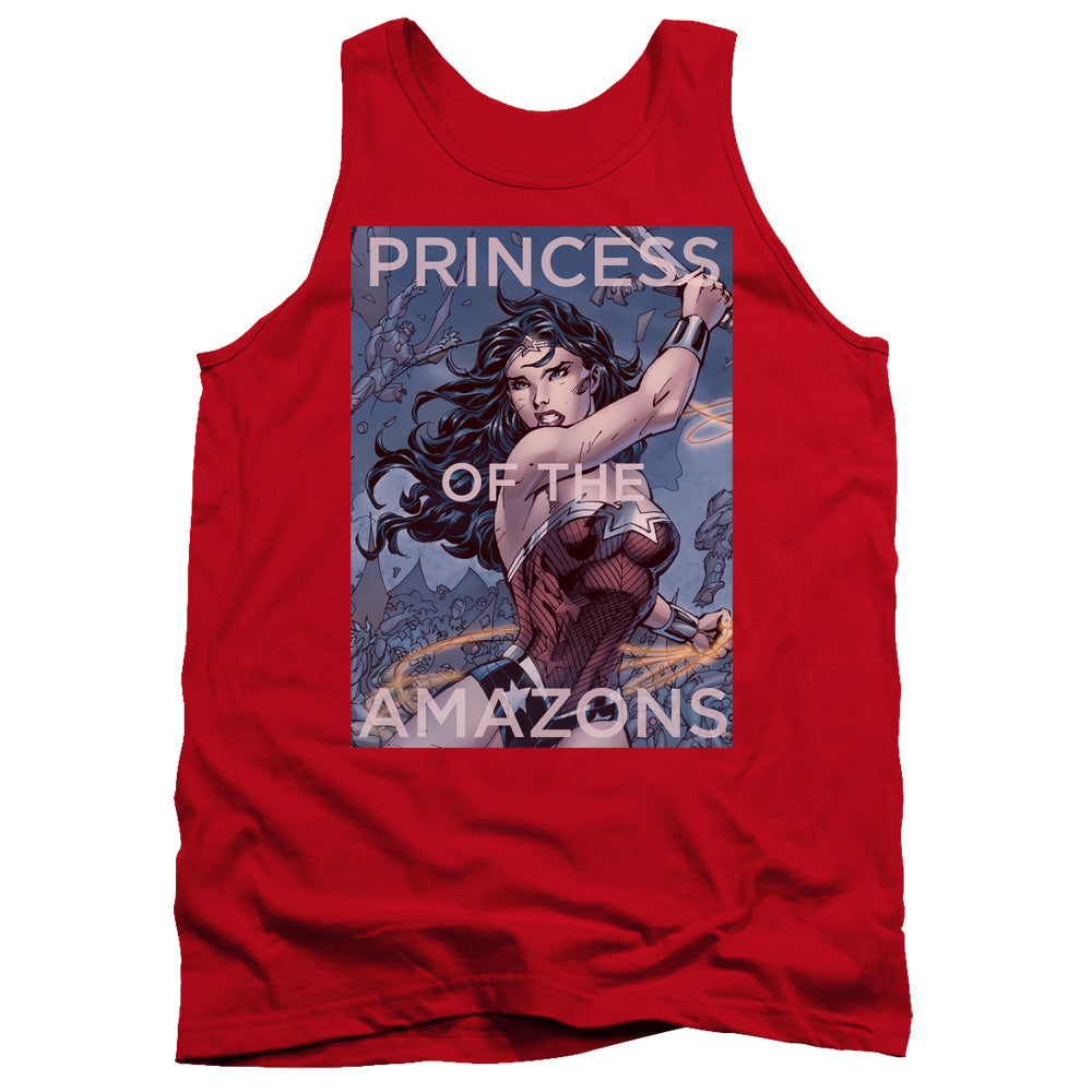 AN OFFCIALLY LICENSED JLA PRINCESS OF THE AMAZONS ADULT UNISEX TANK TOP RED