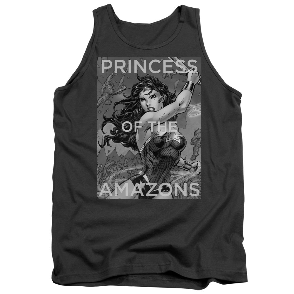AN OFFCIALLY LICENSED JLA PRINCESS OF THE AMAZONS ADULT UNISEX TANK TOP CHARCOAL