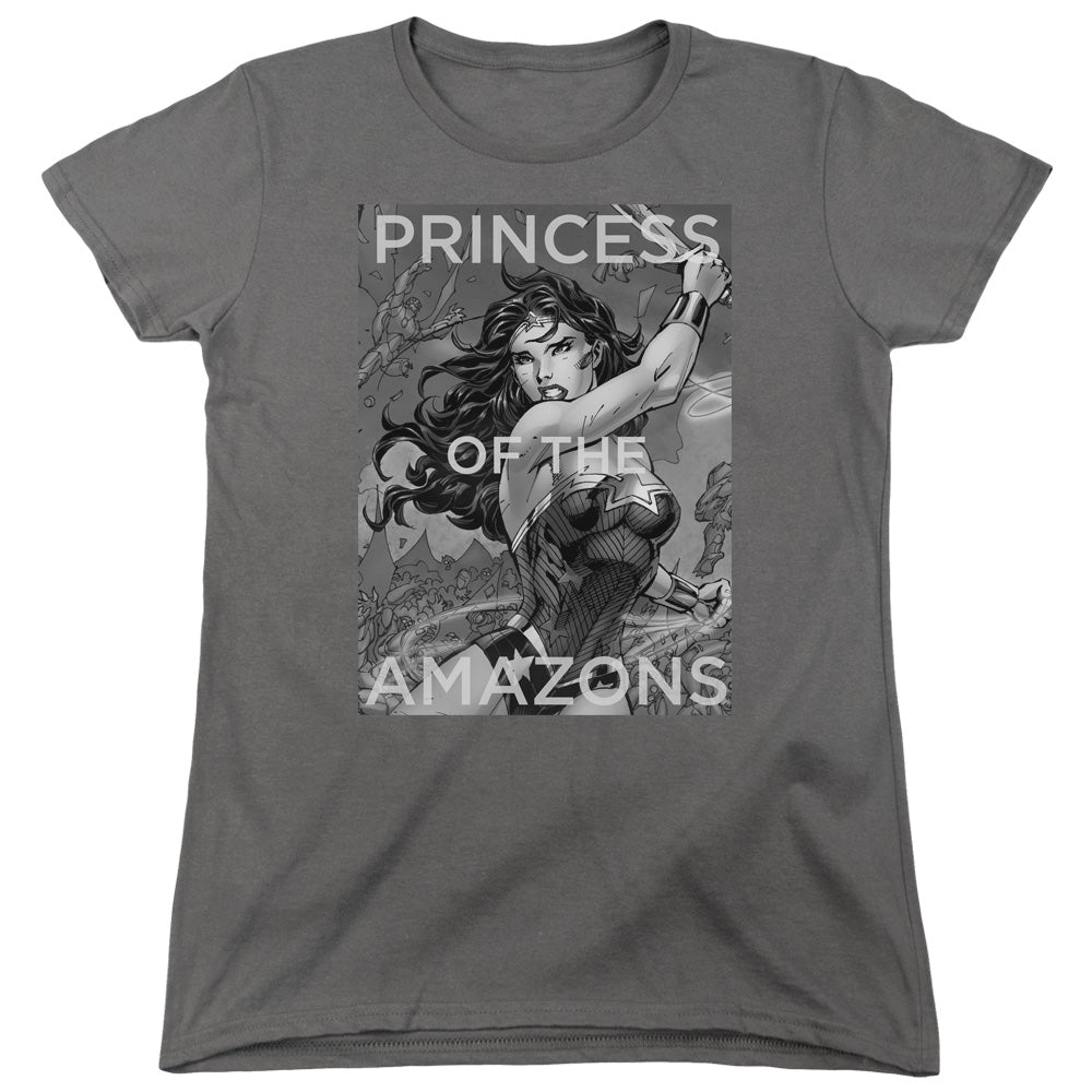 AN OFFCIALLY LICENSED JLA PRINCESS OF THE AMAZONS WOMEN'S REGULAR FIT T-SHIRT CHARCOAL