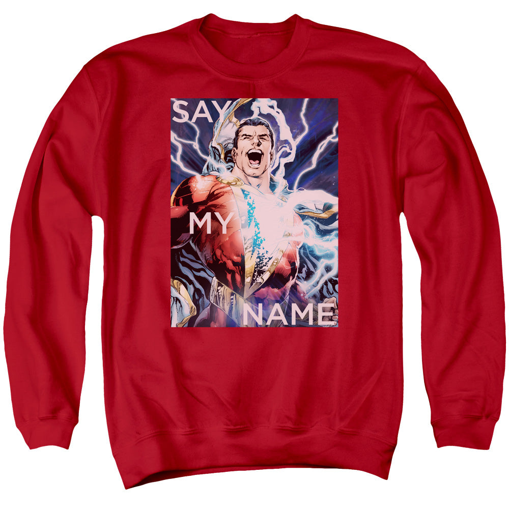 AN OFFCIALLY LICENSED JLA SAY MY NAME ADULT UNISEX CREWNECK SWEATSHIRT RED
