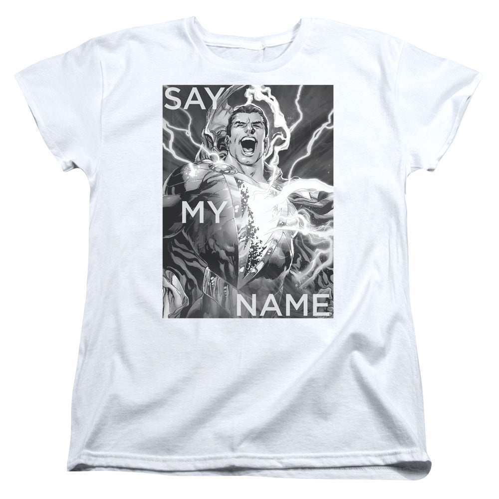 AN OFFCIALLY LICENSED JLA SAY MY NAME WOMEN'S REGULAR FIT T-SHIRT WHITE