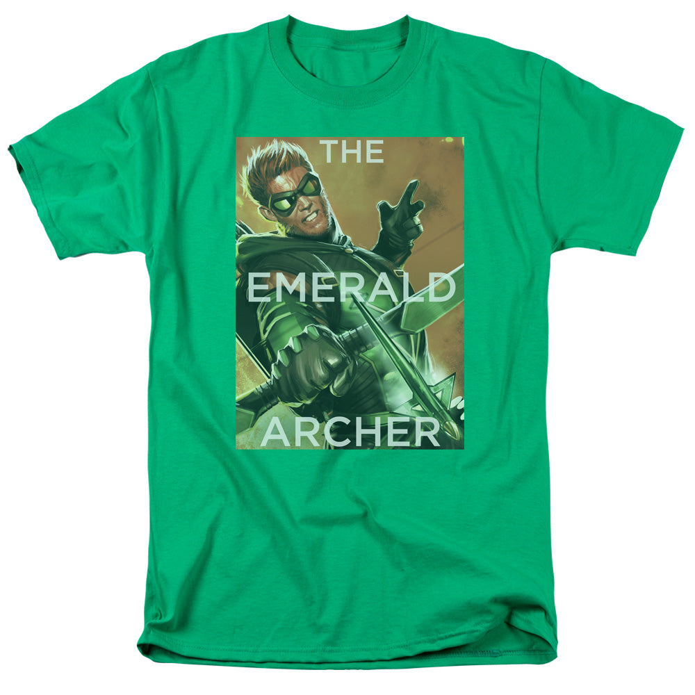 AN OFFCIALLY LICENSED JLA TRIGGER MEN'S REGULAR FIT T-SHIRT KELLY GREEN