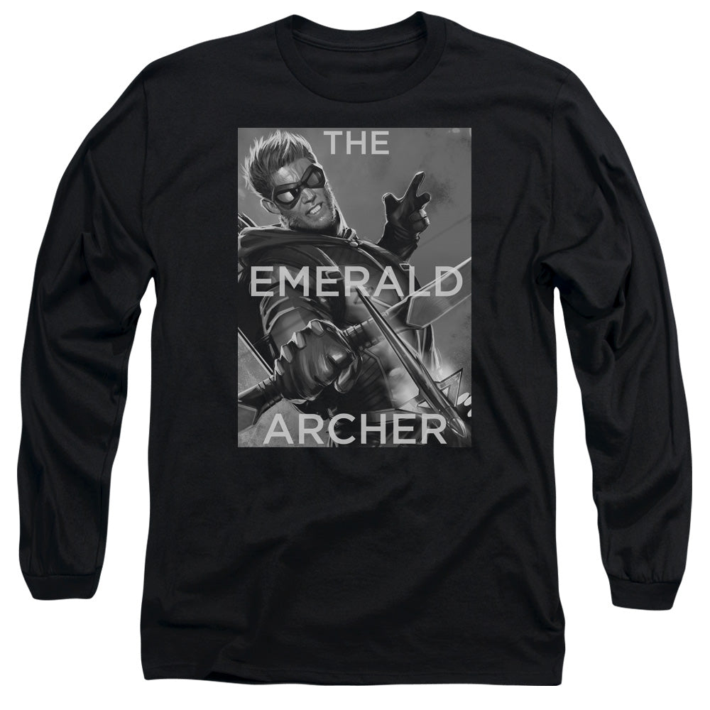 AN OFFCIALLY LICENSED JLA TRIGGER MEN'S LONG SLEEVE T-SHIRT BLACK