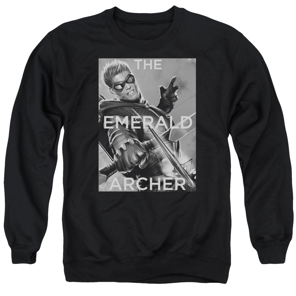 AN OFFCIALLY LICENSED JLA TRIGGER ADULT UNISEX CREWNECK SWEATSHIRT BLACK