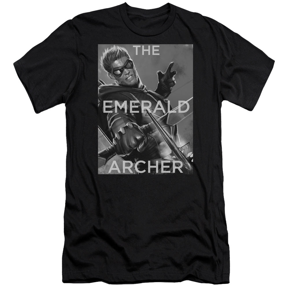 AN OFFCIALLY LICENSED JLA TRIGGER MEN'S PREMIUM SLIM FIT T-SHIRT BLACK