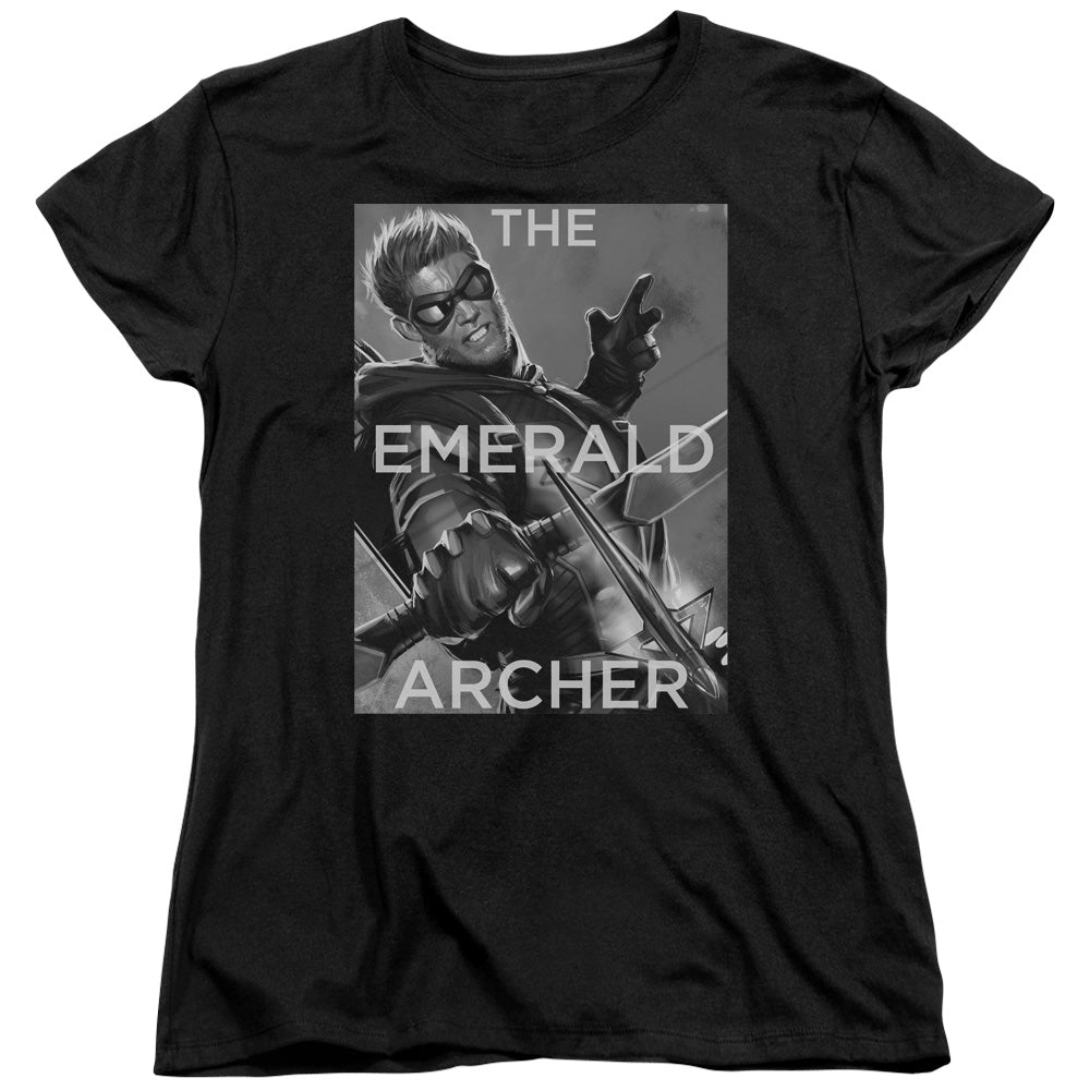 AN OFFCIALLY LICENSED JLA TRIGGER WOMEN'S REGULAR FIT T-SHIRT BLACK