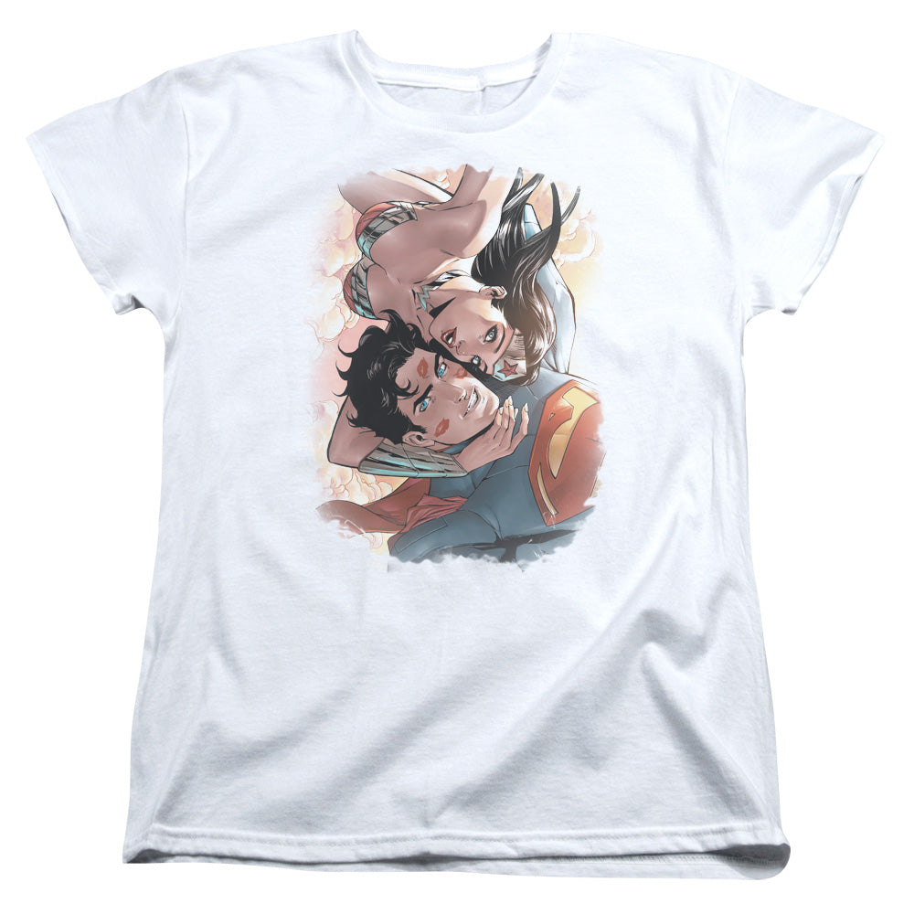 AN OFFCIALLY LICENSED JLA LOVE BIRDS WOMEN'S REGULAR FIT T-SHIRT WHITE
