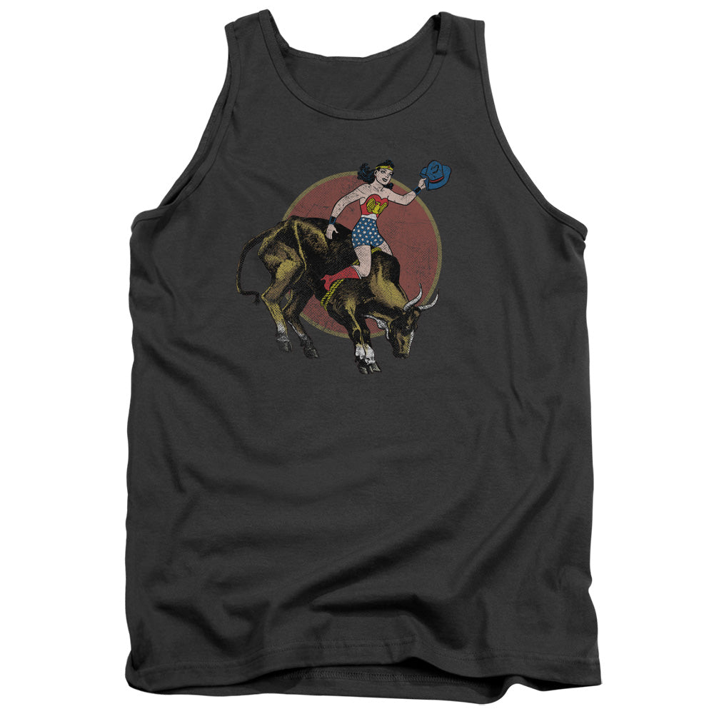 AN OFFCIALLY LICENSED JLA BULL RIDER ADULT UNISEX TANK TOP CHARCOAL