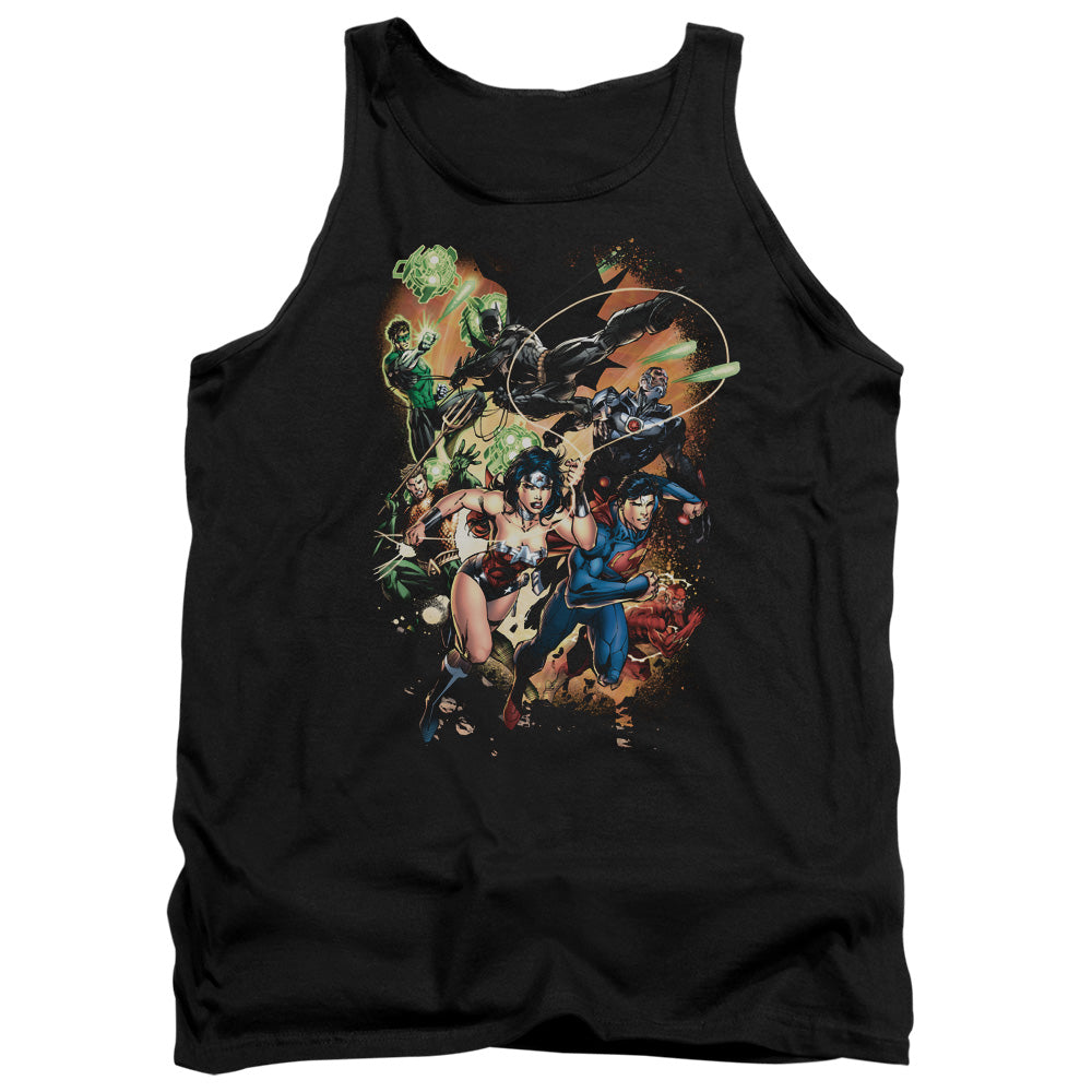 AN OFFCIALLY LICENSED JLA BATTLE READY ADULT UNISEX TANK TOP BLACK