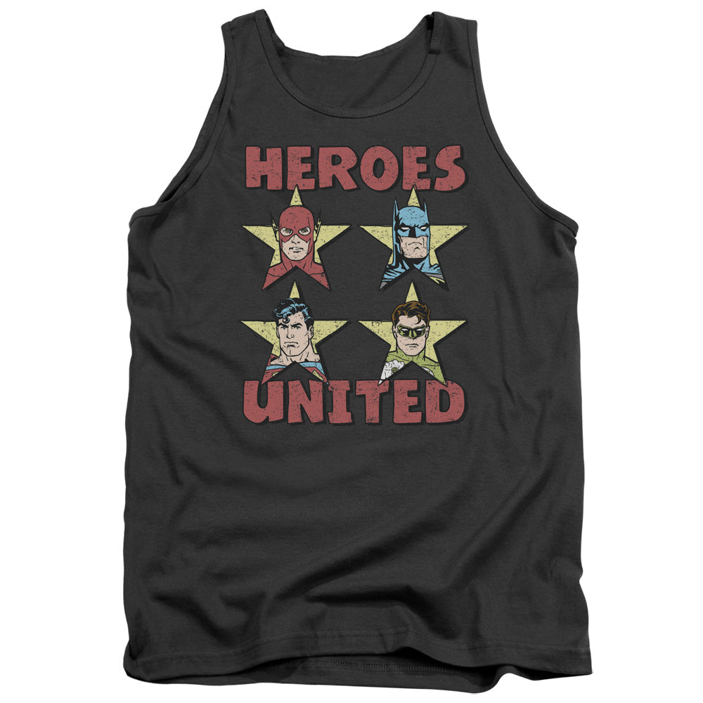 AN OFFCIALLY LICENSED JLA UNITED STARS ADULT UNISEX TANK TOP CHARCOAL