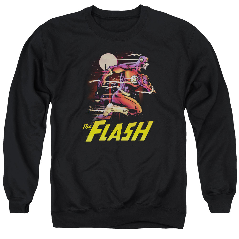 AN OFFCIALLY LICENSED JLA CITY RUN ADULT UNISEX CREWNECK SWEATSHIRT BLACK