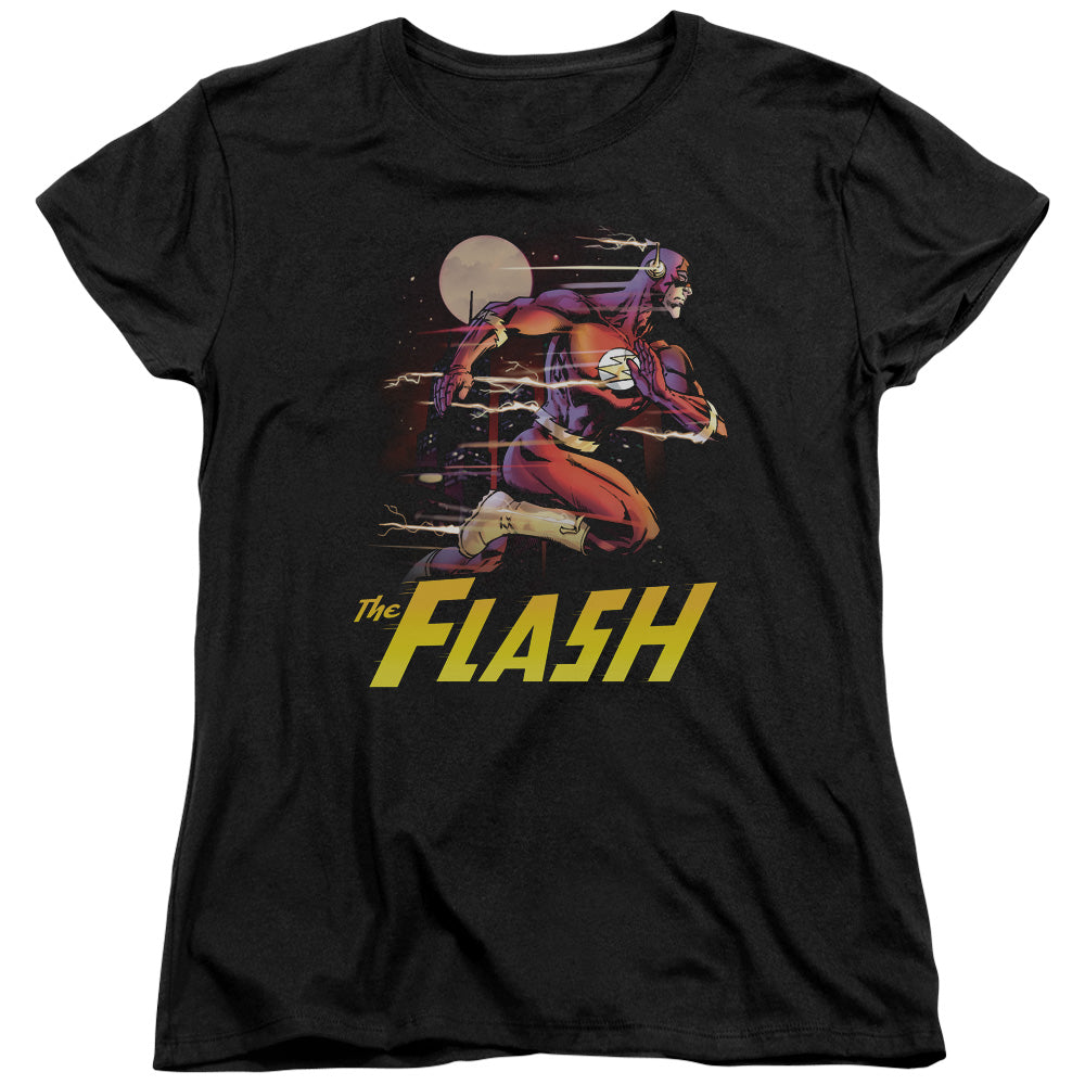 AN OFFCIALLY LICENSED JLA CITY RUN WOMEN'S REGULAR FIT T-SHIRT BLACK