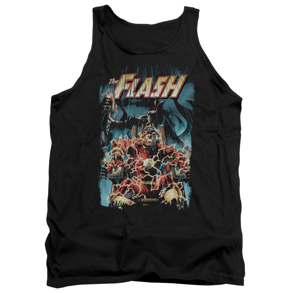 AN OFFCIALLY LICENSED JLA ELECTRIC CHAIR ADULT UNISEX TANK TOP BLACK