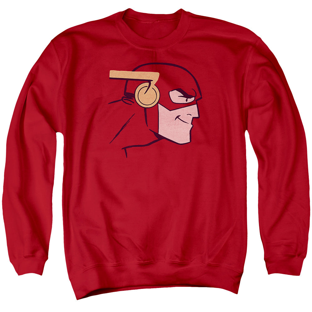 AN OFFCIALLY LICENSED JLA COOKE HEAD ADULT UNISEX CREWNECK SWEATSHIRT RED