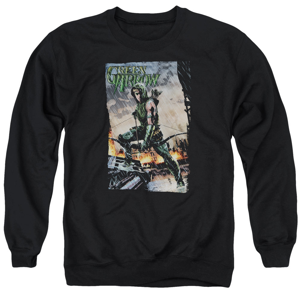 AN OFFCIALLY LICENSED JLA FIRE AND RAIN ADULT UNISEX CREWNECK SWEATSHIRT BLACK