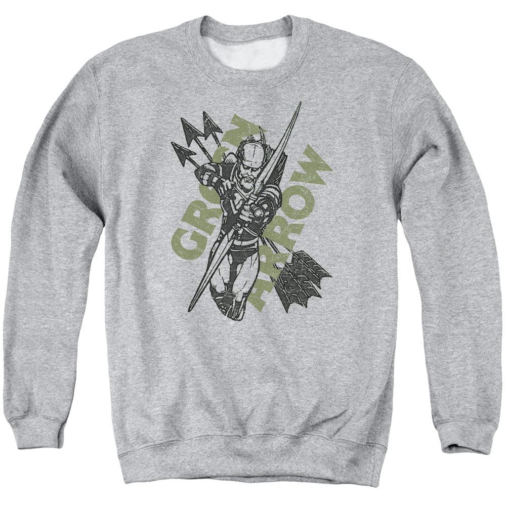 AN OFFCIALLY LICENSED JLA ARCHERS ARROWS ADULT UNISEX CREWNECK SWEATSHIRT ATHLETIC HEATHER