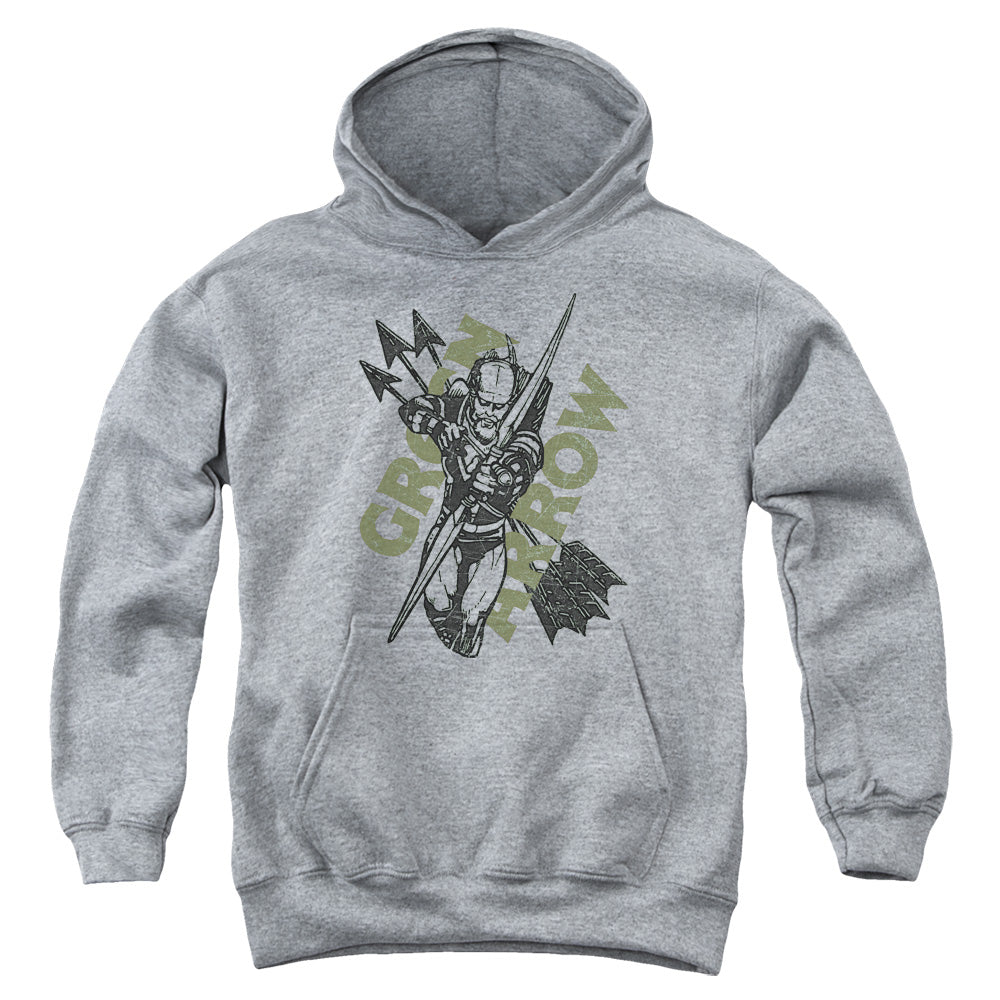 AN OFFCIALLY LICENSED JLA ARCHERS ARROWS YOUTH HOODIE ATHLETIC HEATHER