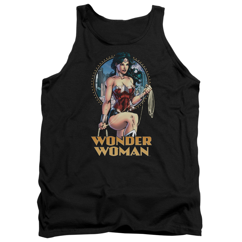 AN OFFCIALLY LICENSED JLA CITY WARRIOR ADULT UNISEX TANK TOP BLACK