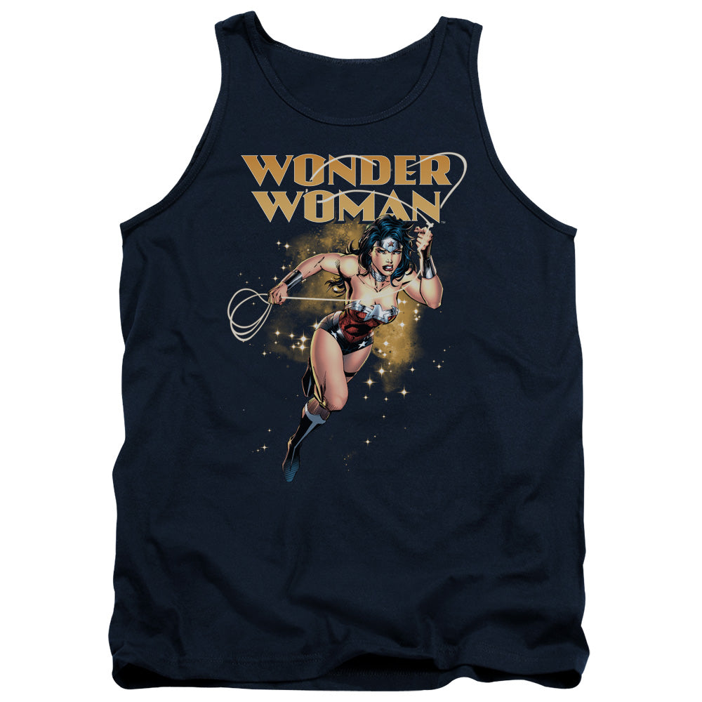 AN OFFCIALLY LICENSED JLA STAR LASSO ADULT UNISEX TANK TOP NAVY