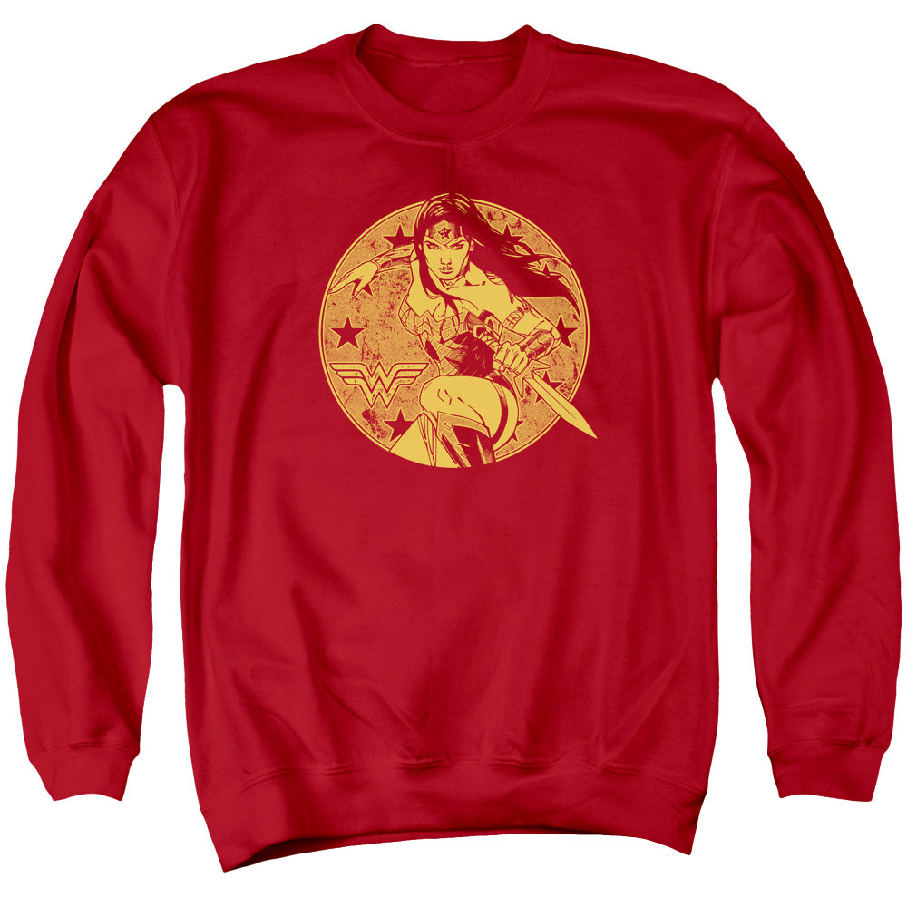 AN OFFCIALLY LICENSED JLA YOUNG WONDER ADULT UNISEX CREWNECK SWEATSHIRT RED